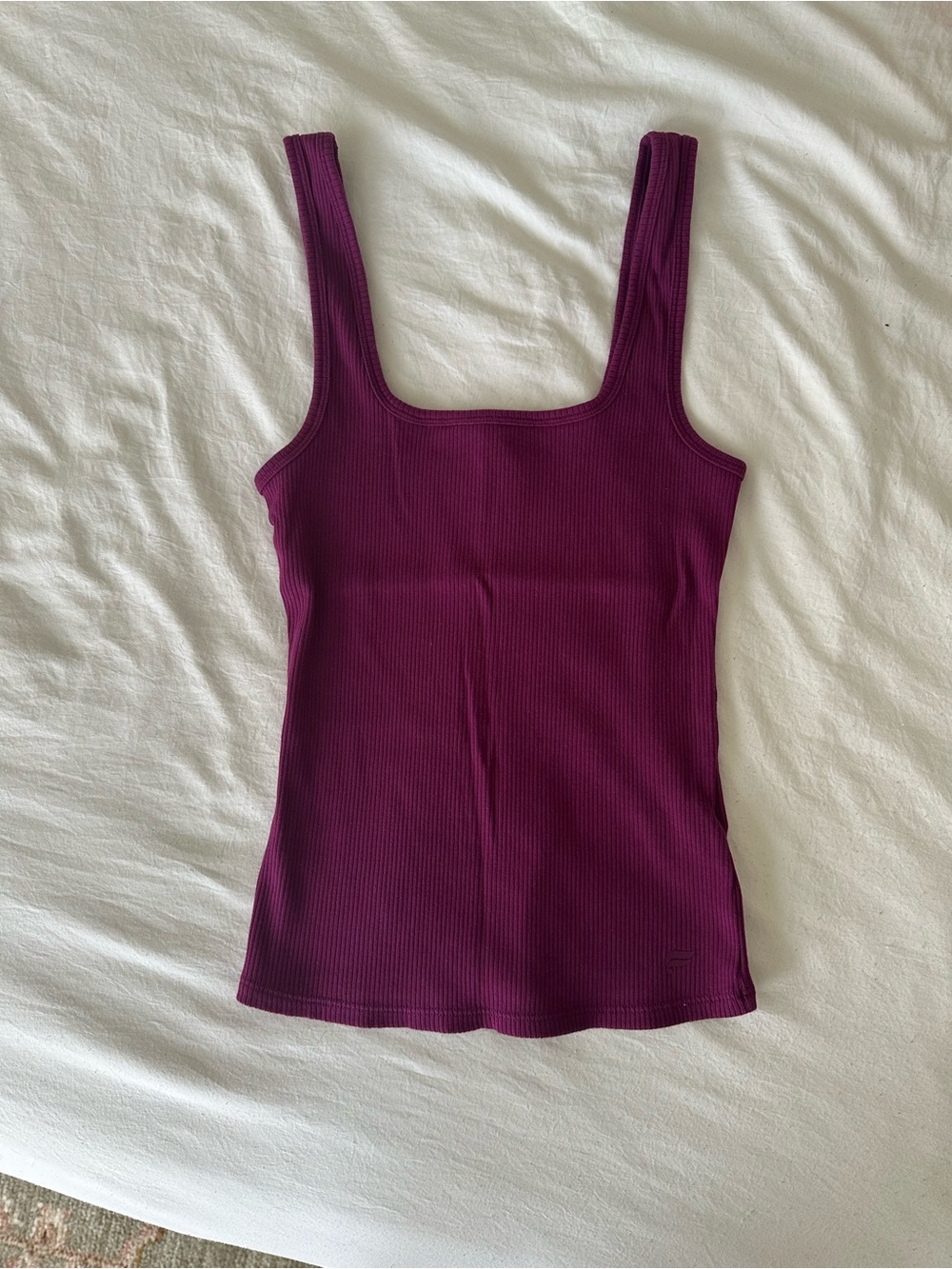 Fabletics Ribbed Square-Neck Tank Top in Deep Berry